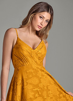 Azazie Amani Brudtärnklänningar Klä av A-Linje i Blommig Utbrändhet Plisserad Knäck image7