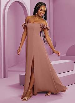 Barbie ♥ Azazie Bridesmaid Dresses Cedar Rose A-Line Off the Shoulder Chiffon Convertible Dress image7