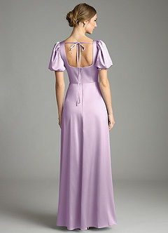 Azazie Fyona Bridesmaid Dresses Frosted Lilac A-Line Pleated Stretch Satin Dress image13