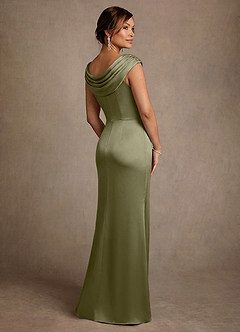 Azazie Irvine Mother of the Bride Dresses Pistachio A-Line Pleated Stretch Satin Dress image2
