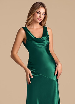 Azazie Rylina Abiti da Damigella Abito Sirena in Raso Metallizzato Smeraldo image7