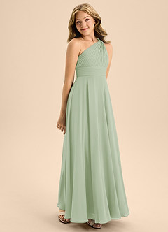 Azazie Charlize Junior Dusty Sage A-Line Pleated Chiffon Dress image5