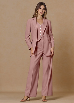 front Rowan Dusty Rose Refined Weave Performance 2-Piece Suit