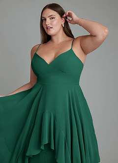 Azazie Zaina Abiti da Damigella Abito A-Line in Chiffon Smeraldo image12