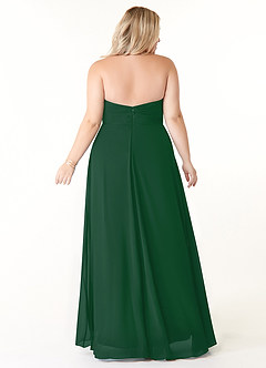 Azazie Tessie Bridesmaid Dresses Dark Green A-Line V-Neck Pleated Chiffon Dress image7