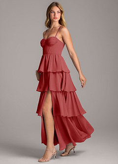 Azazie Alanna Bridesmaid Dresses Rust A-Line Sweetheart Neckline Chiffon Dress image4