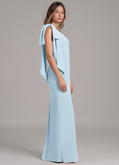 Azazie Capri 신부 들러리 드레스 A라인 한쪽 어깨 쉬폰 바닥 길이 드레스 image3