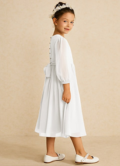Azazie Lolo Flower Girl Dresses Ivory A-Line with Sleeves Chiffon Dress image4