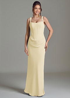 Azazie Niamh Abiti da Damigella Abito Sirena in Chiffon Corsetto Sorbetto Al Limone image5