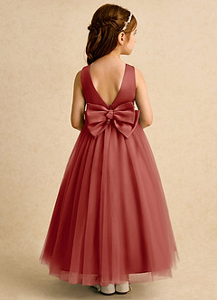 Azazie Lior Flower Girl Dresses Terracotta Ball-Gown Pleated Tulle Dress image5