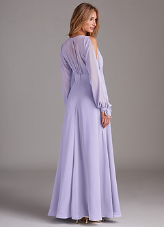 Azazie Matilda Robes de demoiselle d'honneur Robe Trapèze en Mousseline de soie Manche longue Lilas image2