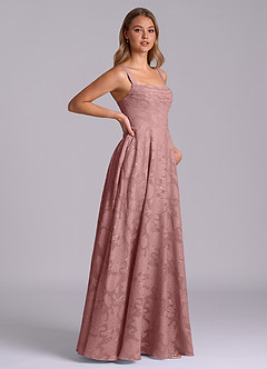 Azazie Shaude Jurken voor bruidsmeisjes Jurk van Bloemen Burn-out met A-Lijn Geplooid Stoffige Roos image7