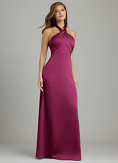 Azazie Nicole Brautjungfernkleider A-Linie Stretch-Satin Kleid Rote Pflaume image4