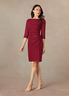 Azazie Lola Mother of the Bride Dresses Burgundy Sheath Lace Dress image2
