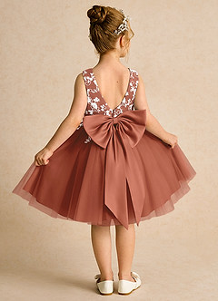Azazie Butterfly Flower Girl Dresses Auburn A-Line Lace Dress image1