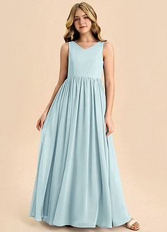 Azazie Hathaway Junior Sea Glass A-Line Bow Chiffon Dress image3