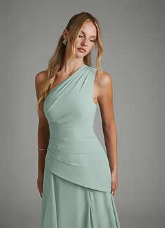 Azazie Holly Bridesmaid Dresses Agave A-Line Corset Chiffon Dress image7