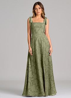 Azazie Debra Suknie dla druhen Linia A z kieszeniami Kwiatowe wypalenie Do ziemi Sukienka image4