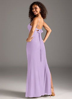 Azazie Mai Bridesmaid Dresses Lilac Sheath Pleated Mesh Dress image2