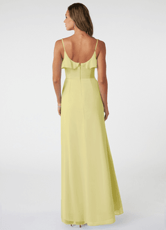 Azazie Natalia Brautjungfernkleider A-Linie Chiffon Kleid Zitronensorbet image2