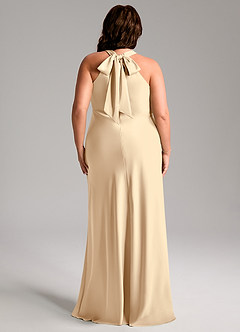 Azazie Doretta Bridesmaid Dresses Champagne Mermaid Pleated Stretch Satin Dress image10
