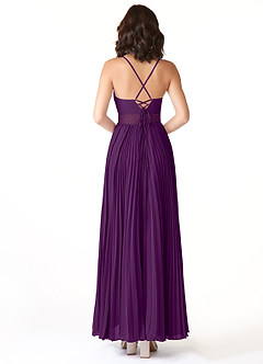 Azazie Devyn Bridesmaid Dresses Grape A-Line Corset Chiffon Dress image2