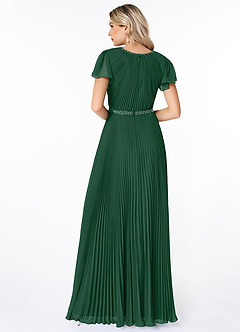 Azazie Kara Modest Bridesmaid Dresses A-Line Pleated Chiffon Floor-Length Dress image2