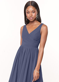 Azazie Keyla Bridesmaid Dresses Stormy A-Line V-Neck Pleated Chiffon Dress image5