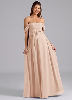 Azazie Saige Abiti da damigella d'onore premaman Abito A-Line Plissettato Chiffon Floor-Length image4