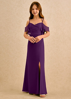 Azazie Pippy Girls Formal Flower Girl Dresses Grape A-Line Sweetheart Neckline Chiffon Dress image4
