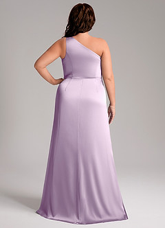 Azazie Phaedra Bridesmaid Dresses Frosted Lilac A-Line One Shoulder Stretch Satin Dress image9