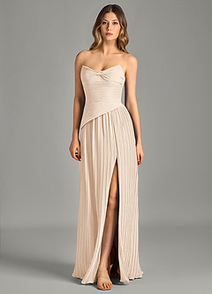 Azazie Becka Bridesmaid Dresses White Alabaster A-Line Strapless Chiffon Dress image3
