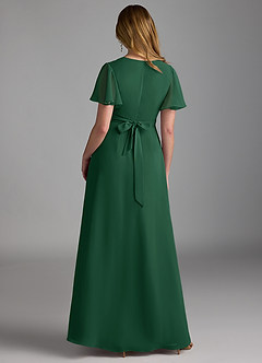 Azazie Zaniah Bridesmaid Dresses Dark Green A-Line Chiffon Dress image2