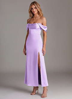 Azazie Saige Brautjungfernkleider Meerjungfrau-Linie Schulterfrei Stretch-Satin Kleid Flieder image4