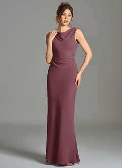 Azazie Kieryn Bridesmaid Dresses Sangria Mermaid Pleated Chiffon Dress image4