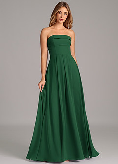 Azazie Lucienne Bridesmaid Dresses Dark Green A-Line Strapless Chiffon Convertible Dress image3