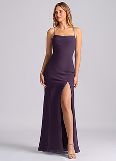 Azazie Grata 신부 들러리 드레스 인어 주름진 쉬폰 바닥 길이 드레스 image1