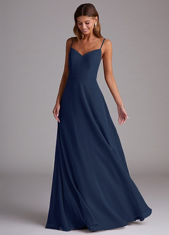Azazie Marley Bridesmaid Dresses Dark Navy A-Line Off the Shoulder Chiffon Convertible Dress image5