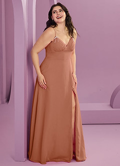 Barbie ♥ Azazie Robes de demoiselle d'honneur Robe Trapèze en Mousseline de soie avec poches Mai Tai image9