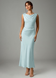 Azazie Kieryn Robes de demoiselle d'honneur Robe Sirène en Satin extensible Plissée Verre De Mer image1