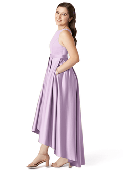 Azazie Inaya Junior A-Linie Gürtel/Schärpe Stretch-Satin Kleid Frostiges Flieder image3