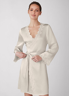 front Luminous Satin Short Robe