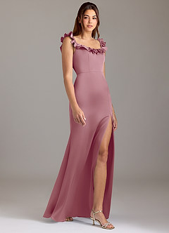 Azazie Callie Bridesmaid Dresses Vintage Mauve A-Line Ruched Stretch Satin Convertible Dress image4