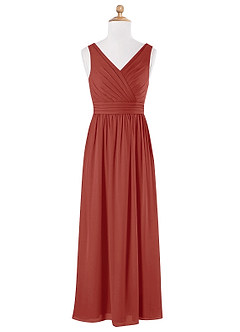 Azazie Kora Junior Terracotta A-Line Pleated Chiffon Dress image5