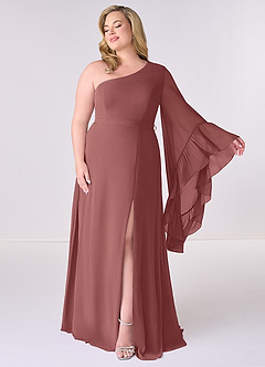 Barbie ♥ Azazie Bridesmaid Dresses Amethyst A-Line Long Sleeve Chiffon Dress image7