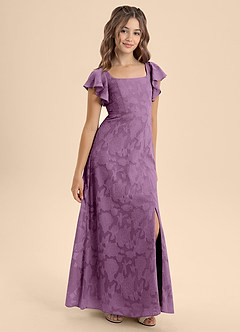 Azazie Bondi Junior Wisteria A-Line Bow Floral Burnout Dress image6