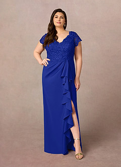Azazie Carmen Mère de la mariée Robes Robe Fourreau en Dentelle Bleu Roi image7