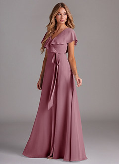 Azazie Lainey Bridesmaid Dresses Vintage Mauve A-Line with Pockets Chiffon Dress image5