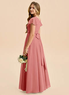 Azazie Cady Junior A-Linie Plissee Chiffon Kleid Antike Rose image6