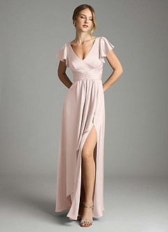 Azazie Omari Bridesmaid Dresses Blushing Pink A-Line Stretch Satin Dress image1